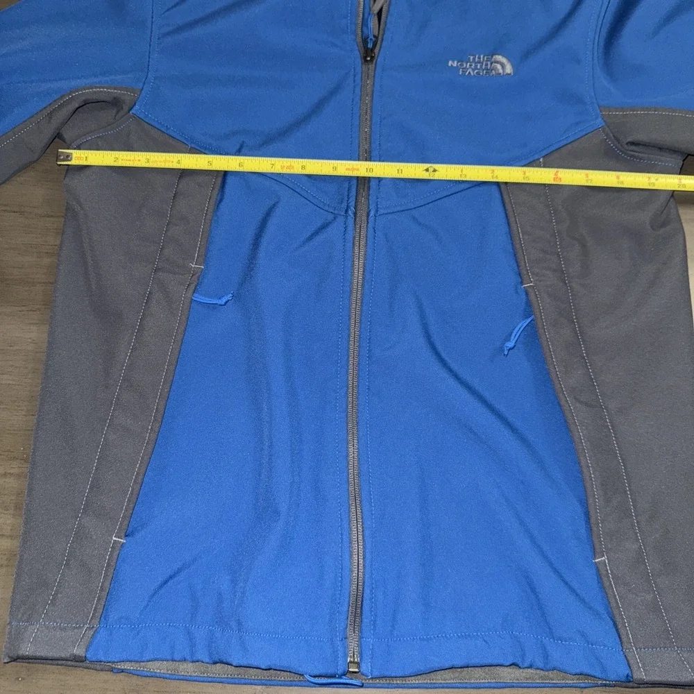 North Face Jacket Mens Small Blue Gray Soft Shell Fleece Lined Full Zip Outdoors